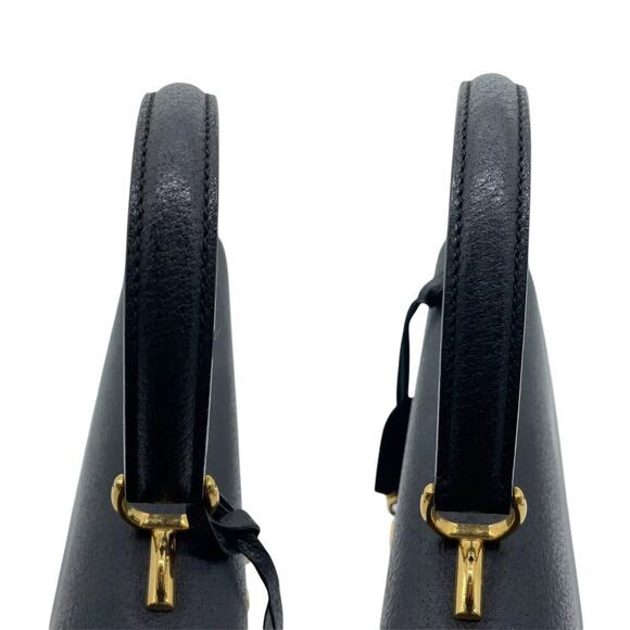 Gucci Vintage Leather Black Antique Gold Hardware 2Way Bag W/Dust bag - Picture 7 of 16